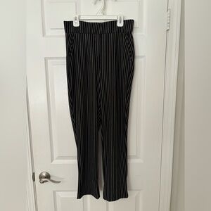 Stretchy pinstripe dress slacks.